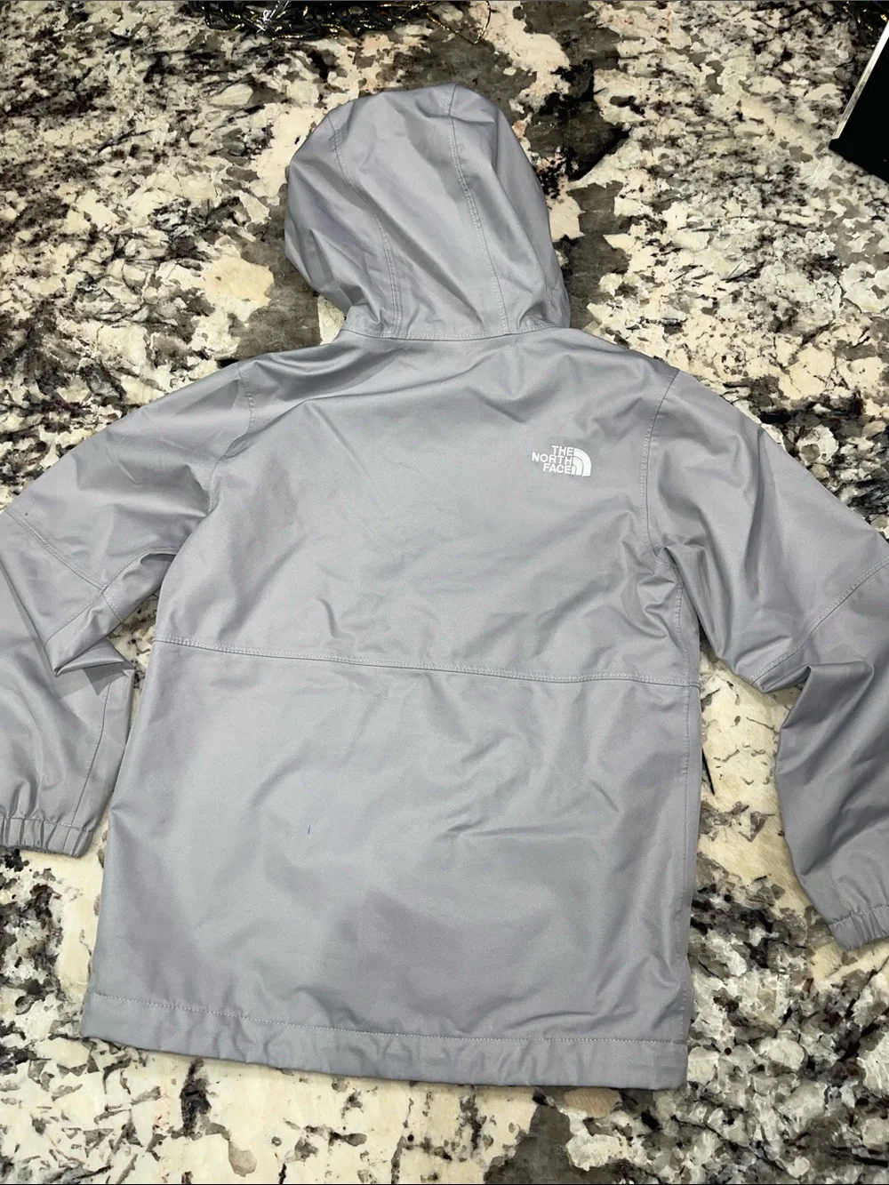 The North Face Light Gray Kids Hooded Rain Jacket